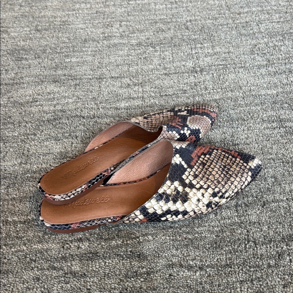 Madewell Remi Snakeskin Embossed Mule 8 Brown